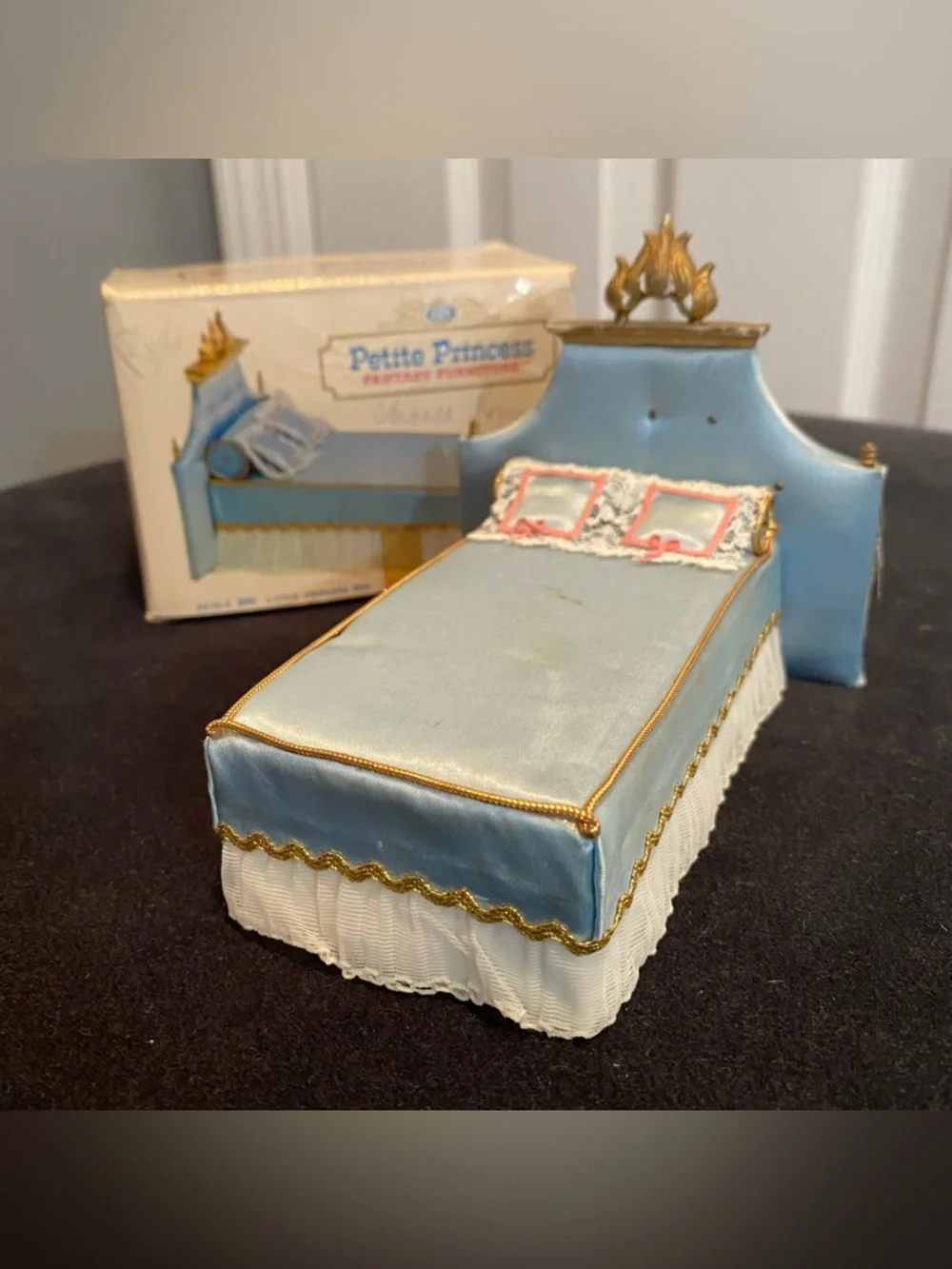 Vintage Ideal “Petite Princess” 4416-4 300 Little Pincess Miniature Bed - Blue